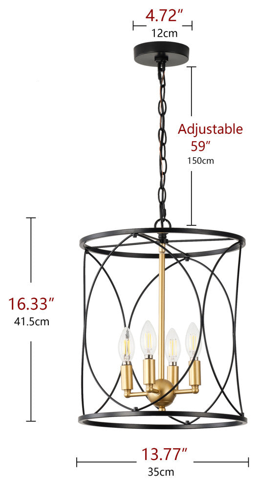 Farmhouse Metal Cylinder Frame 3-Light Pendant Lighting Fixture