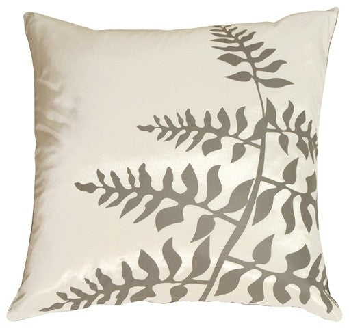 Pillow Decor - White with Gray Bold Fern Throw Pillow