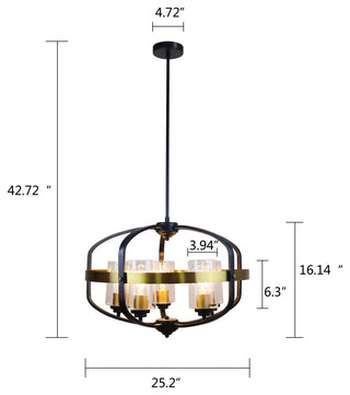 Contemporary-Style Black/Bronze 5 Light Large Pendant 24" Wide