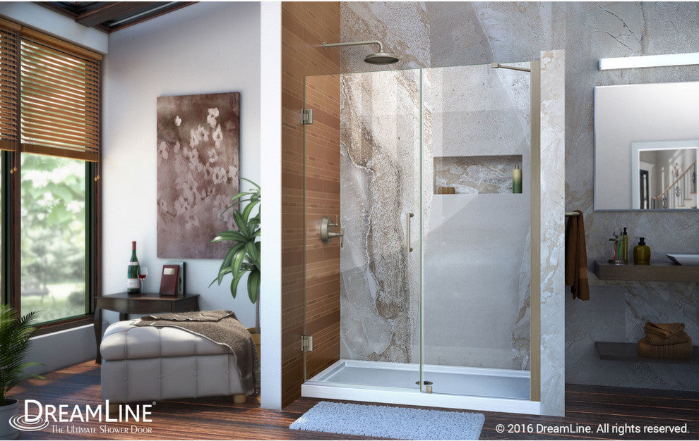 Dreamline Unidoor Min 53" To Max 54" Frameless Hinged Shower Door