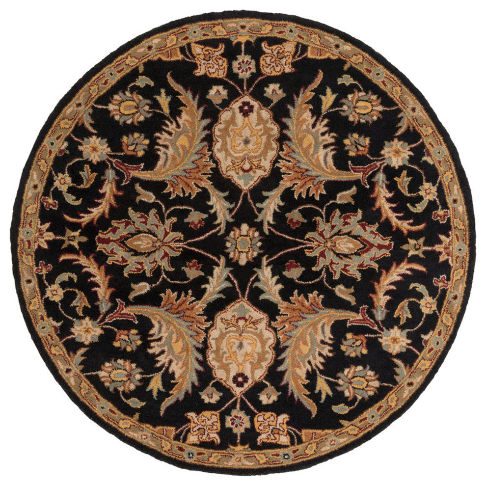 Middleton Traditional Black, Camel Area Rug, 6' Round