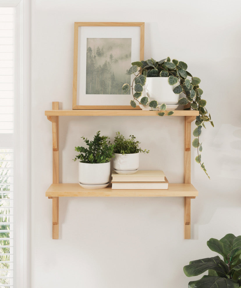 Meridien Wood Wall Shelf, Natural 24x8x24