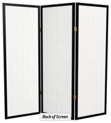 4' Tall Window Pane Shoji Screen, Black, 3 Panels