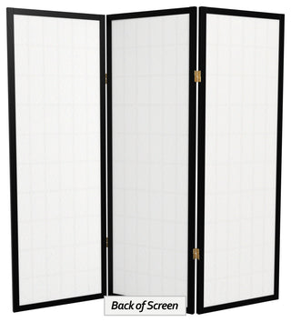 4' Tall Window Pane Shoji Screen, Black, 3 Panels