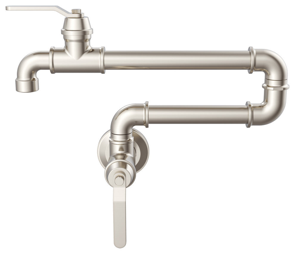 Kinzie Wall Mount Pot Filler Chrome, Stainless Steel