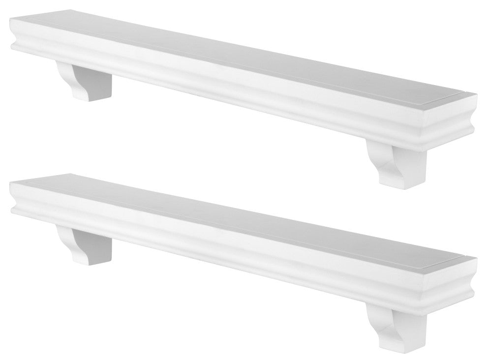Danya B. Decorative 24" Floating Wall Decor Display Shelves, Set of 2, White