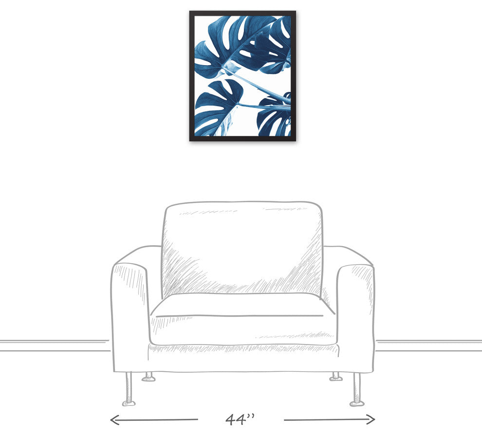 Blue Monstera 16x20 Black Framed Canvas