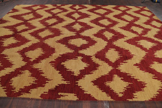 Orange Moroccan Trellis Wool Hand-Knotted Indian Oriental Area Rug 9'10"x13'7"