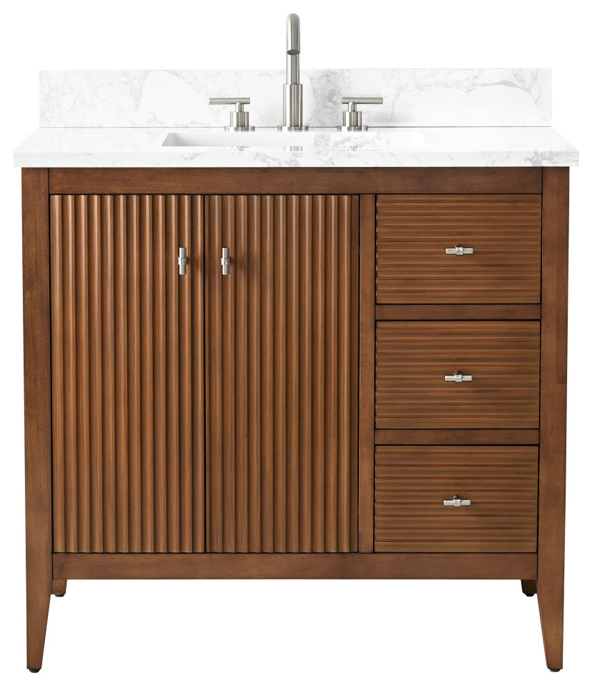 Vanity Art Freestanding Vanity, Walnut, 36", Single Sink, Brushed Nickel