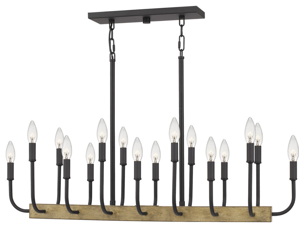 Quoizel COD139 Coda 16 Light 39"W Taper Candle Linear Chandelier - Matte Black