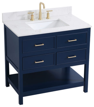 Skylar 36" Single Bathroom Vanity, Blue, With Backsplash