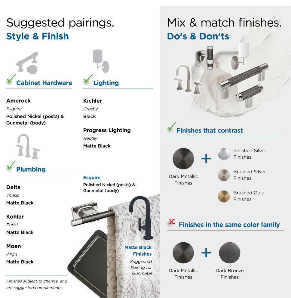 Esquire Contemporary Single Robe Hook, Polished Nickel/Gunmetal