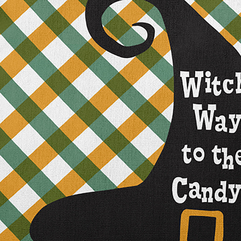 Witch Way to the Candy Accent Pillow, Golden Mustard, 14"x20"