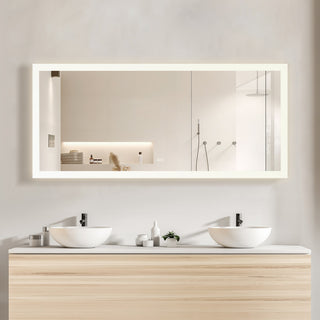 Beijing Rectangular Frameless LED Wall Bath Vanity Mirror, Acrylic, 72"w X 32"h