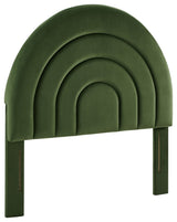 Solana Arched Performance Velvet Twin Headboard, Moss Green