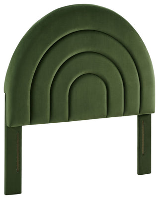 Solana Arched Performance Velvet Twin Headboard, Moss Green