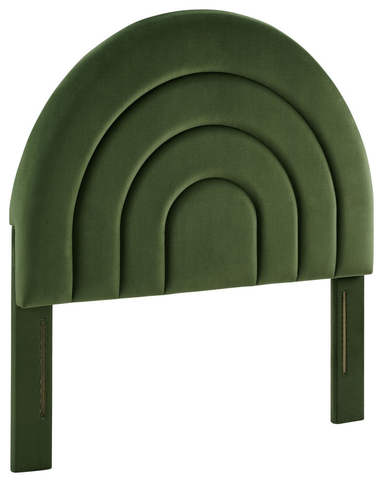 Solana Arched Performance Velvet Twin Headboard, Moss Green