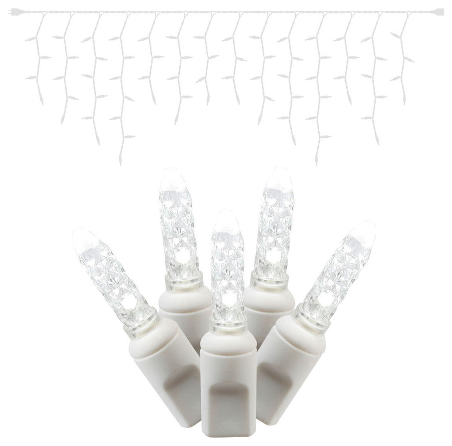 Vickerman X6W3109 70 Pure White M5 Led Icicle Light On White Wire