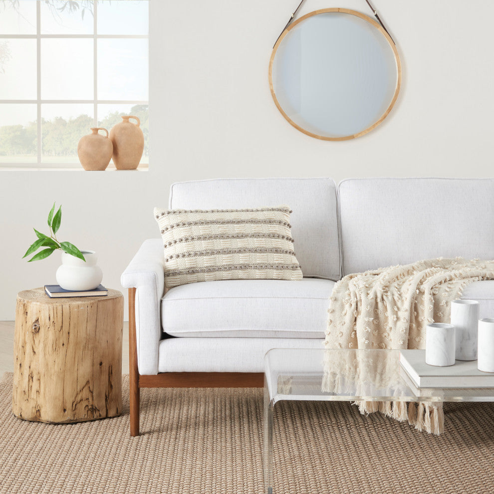 Mina Victory GC384 Throw Pillow, Light Grey, 12"X20"