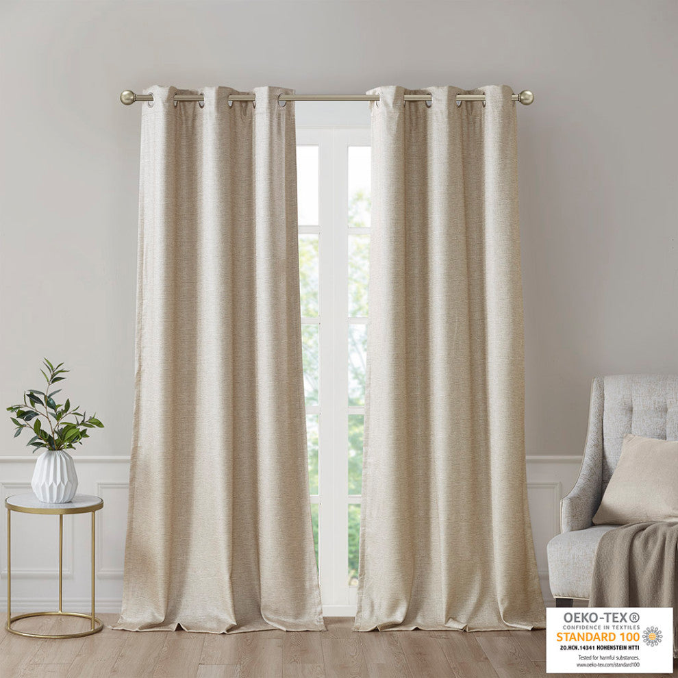 Madison Park Tonal Printed Faux Silk Room Darkening Curtain Panel Pair