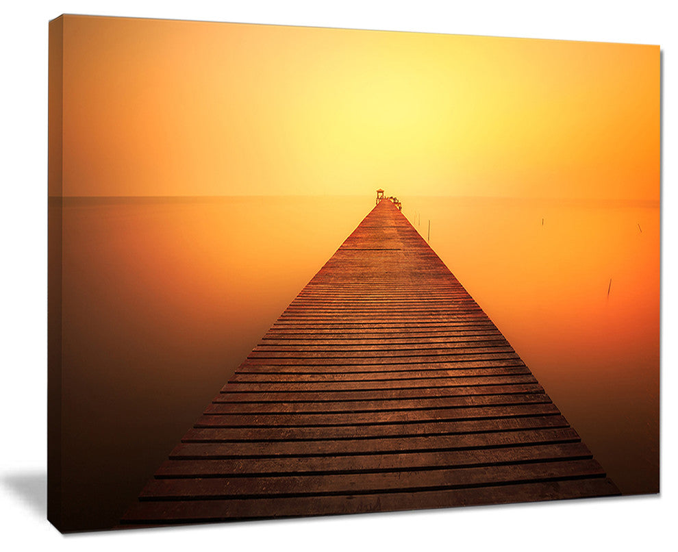 "Old Wooden Bridge Into Infinity Sea" Sea Pier and Bridge Wall Art, 40"x30"