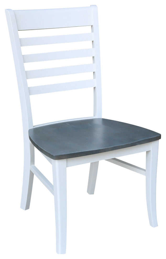 Set of Two Roma Ladderback Chairs, White/Heather Gray