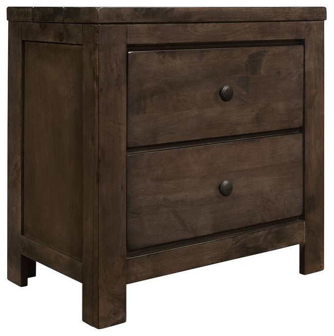 2-Drawer Nightstand with Rustic Finish And Two Drawers