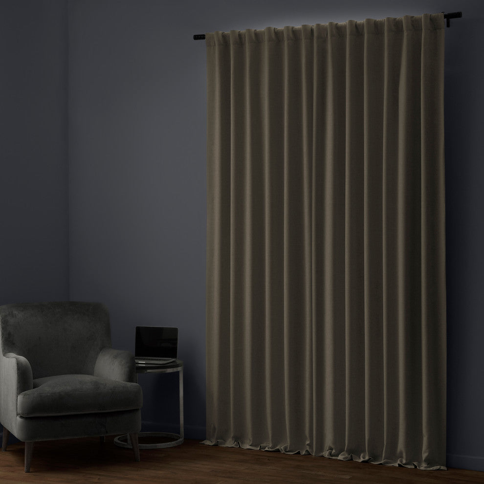 Signature Faux Linen Blackout Curtain Single Panel, Safari Tan, 50"w X 108"l