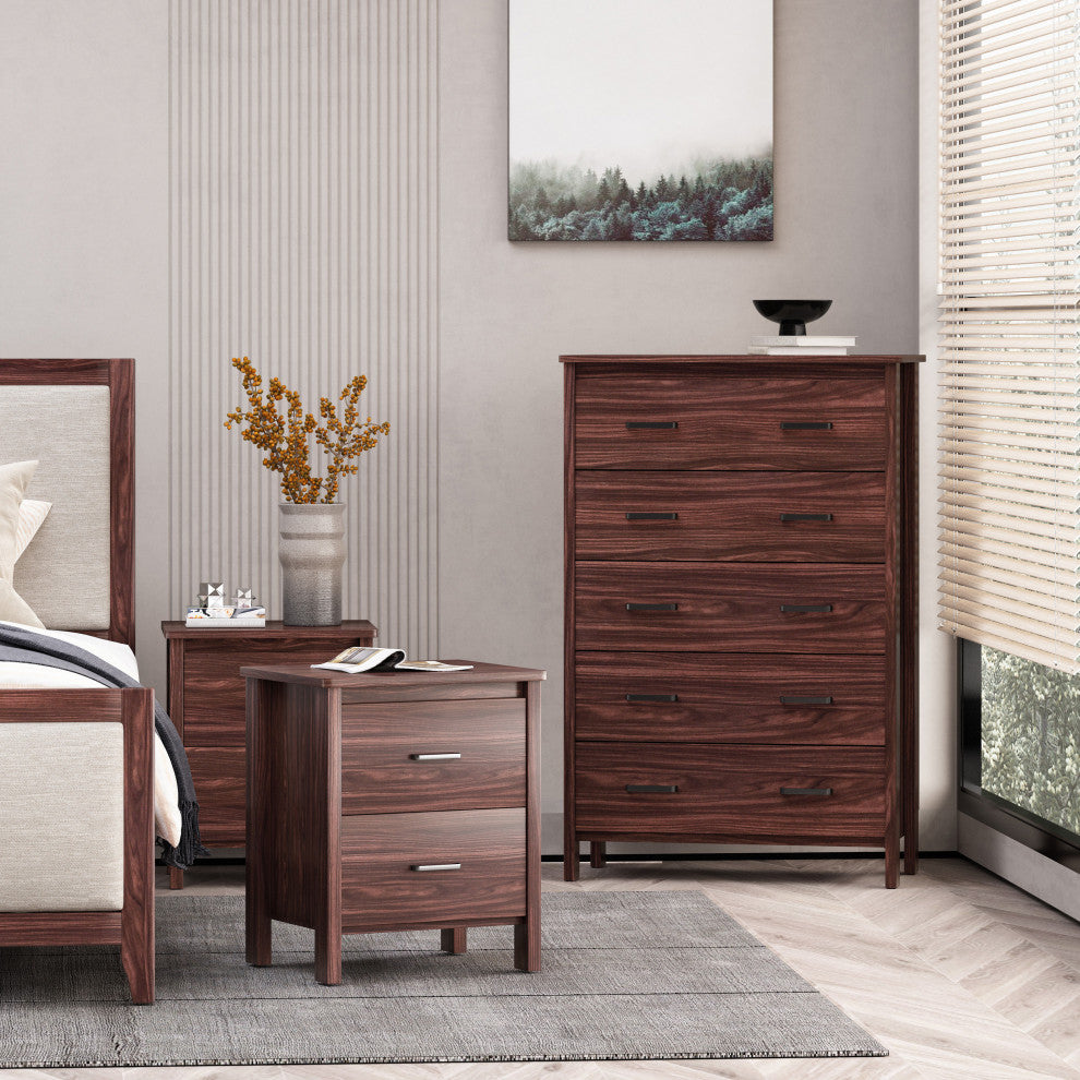 Titeca Contemporary 3 Piece Dresser and Nightstand Set, Wenge