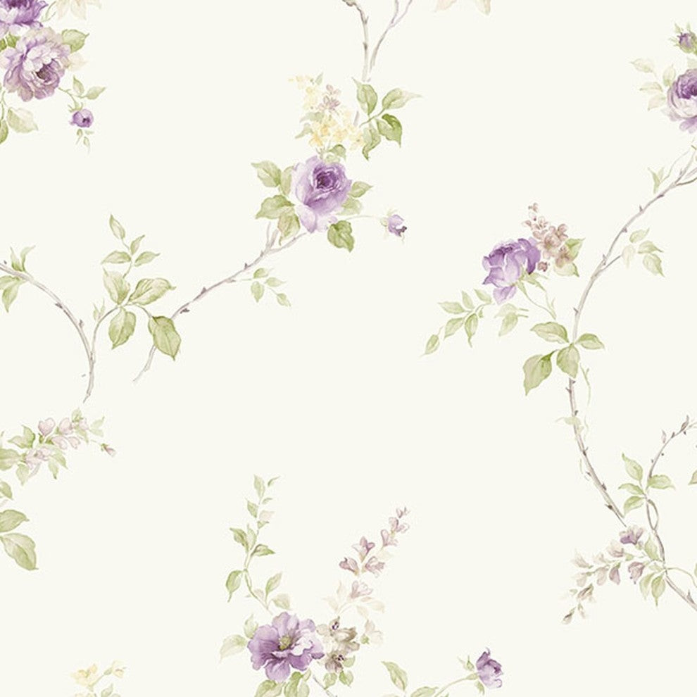 Silk Impressions 2, Contemporary Floral Cream Wallpaper Sample