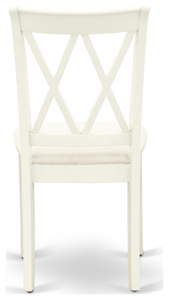 3Pc Dinette Set, Square Kitchen Table, Two Dining Chairs, Linen White Finish