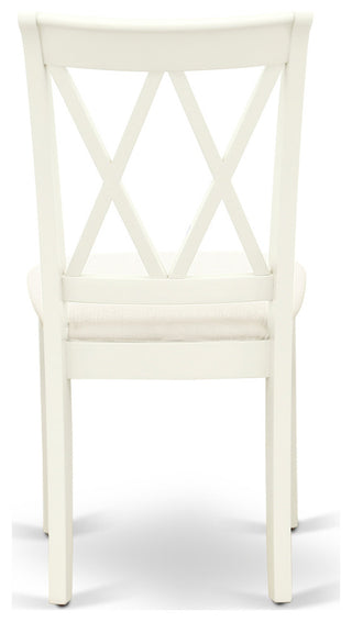 3Pc Dinette Set, Square Kitchen Table, Two Dining Chairs, Linen White Finish