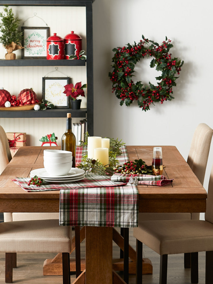 Christmas Plaid Table Runner 14x108