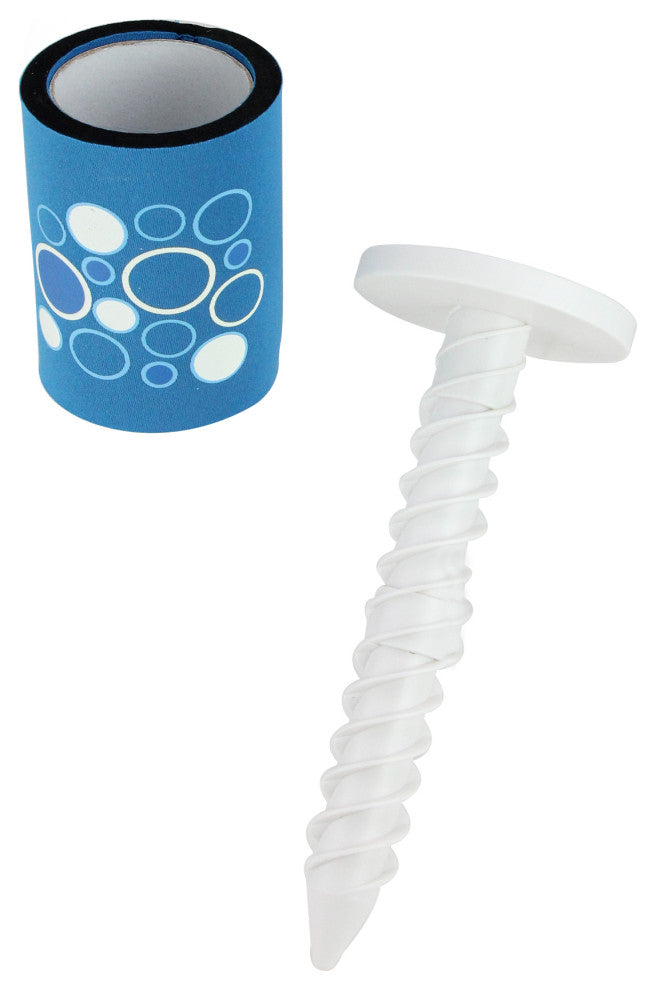 Outdoor Summer Magnetic Insulated Blue Beverage Koozie With Ground Stake