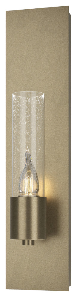 Pillar 1 Light Sconce, Soft Gold Finish, Seeded Clear Glass