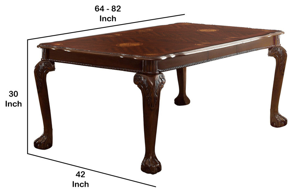 Benzara BM219908 Wooden Extendable Leaf Dining Table, Cabriole Legs, Dark Brown