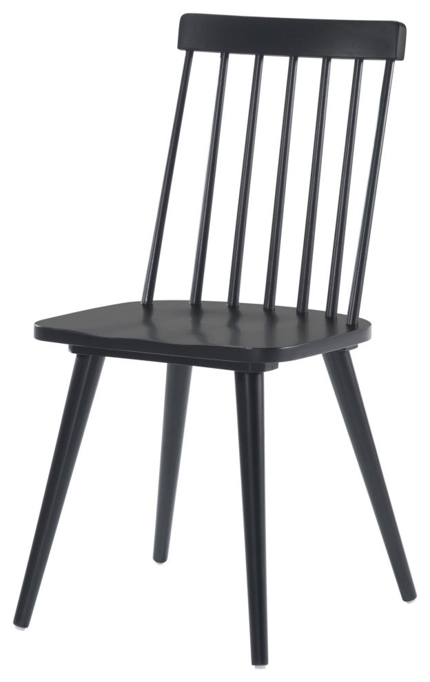Side Dining Chair, Set of 2, Wood, Black, Mid Century Bar Kitchen Cafe Bistro