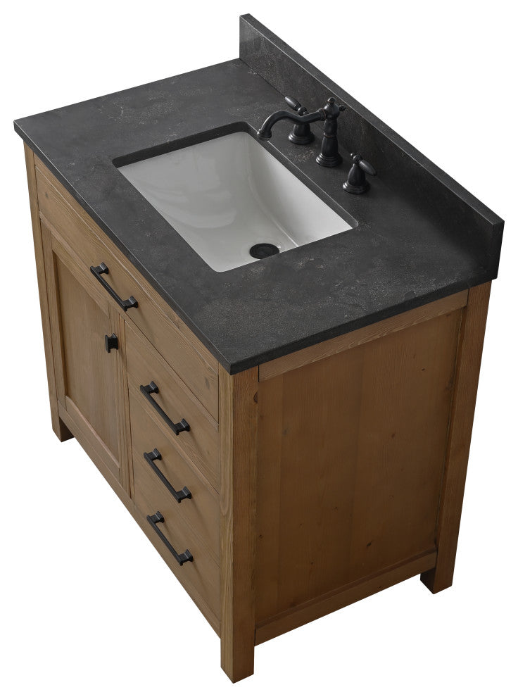 Jasper 36" Bathroom Vanity, Textured Natural, Blue Limestone