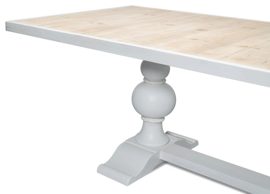 108 White Rectangular Trestle Dining Table for 8 People