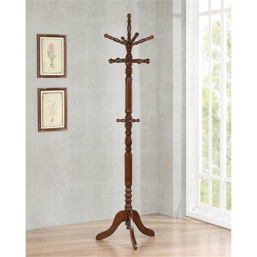 Traditional Coat Rack With Spinning Top, Cappuccino