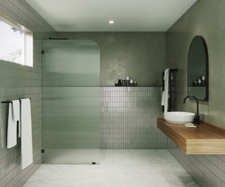 36"x78" Frameless Shower Door, Single Fixed Panel Fluted Radius, Oil Rubbed Bronze, 36" Left