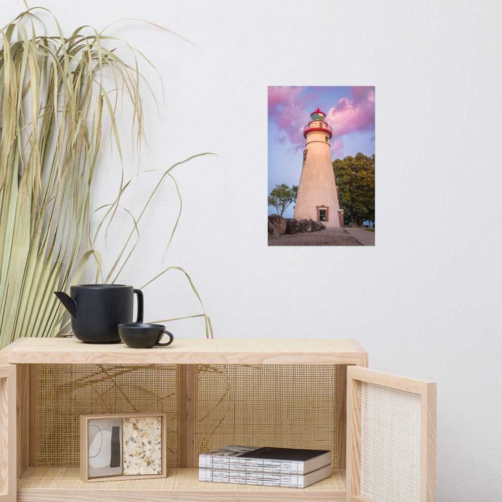 Marblehead Lighthouse at Sunset Coastal Landscape Unframed Wall Art Prints, 12" X 18"