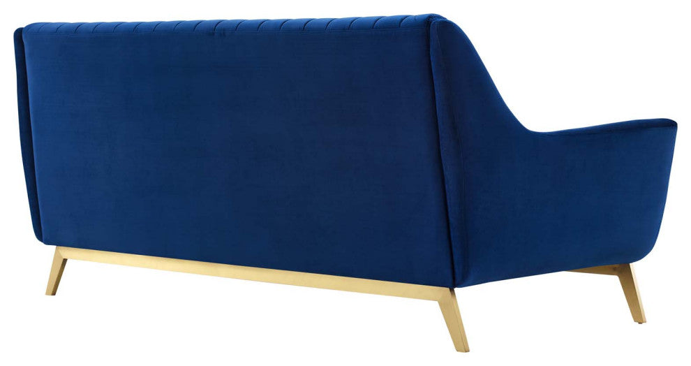 Winsome Channel Tufted Performance Velvet Sofa, Navy
