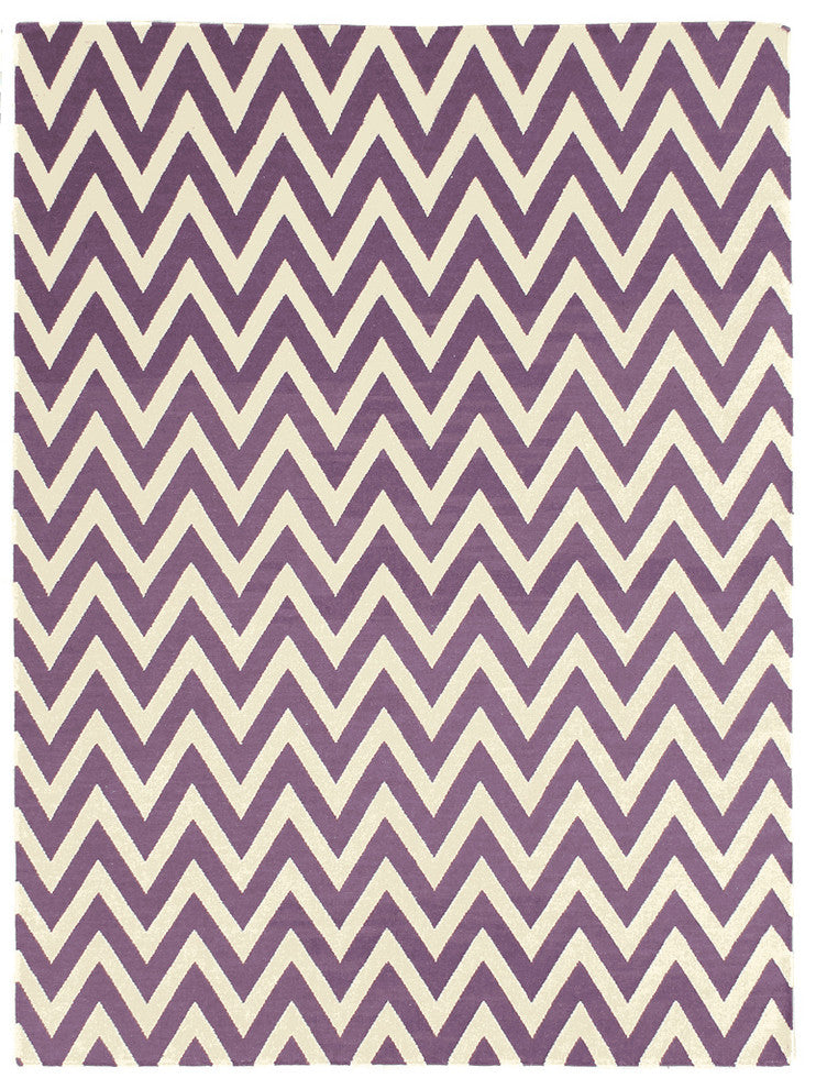 Corina Chevron Dhurrie Rug, Electric Purple, 5''x8''