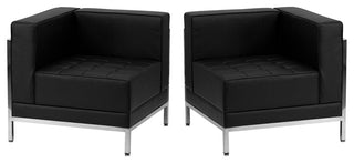 HERCULES Imagination Series Black LeatherSoft 2 Piece Corner Chair Set