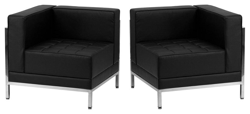 HERCULES Imagination Series Black LeatherSoft 2 Piece Corner Chair Set