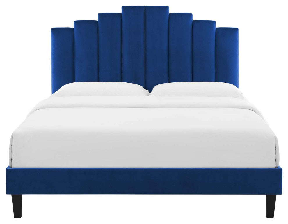 Elise Full Performance Velvet Platform Bed MOD-6877-NAV