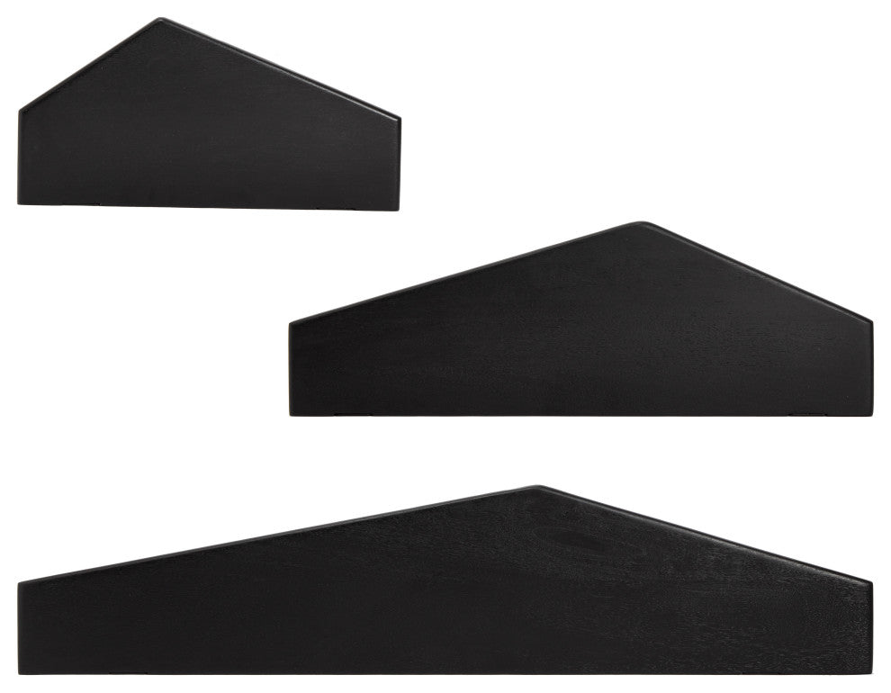 Force Set of 3 Wall Mounted Shelves, Black