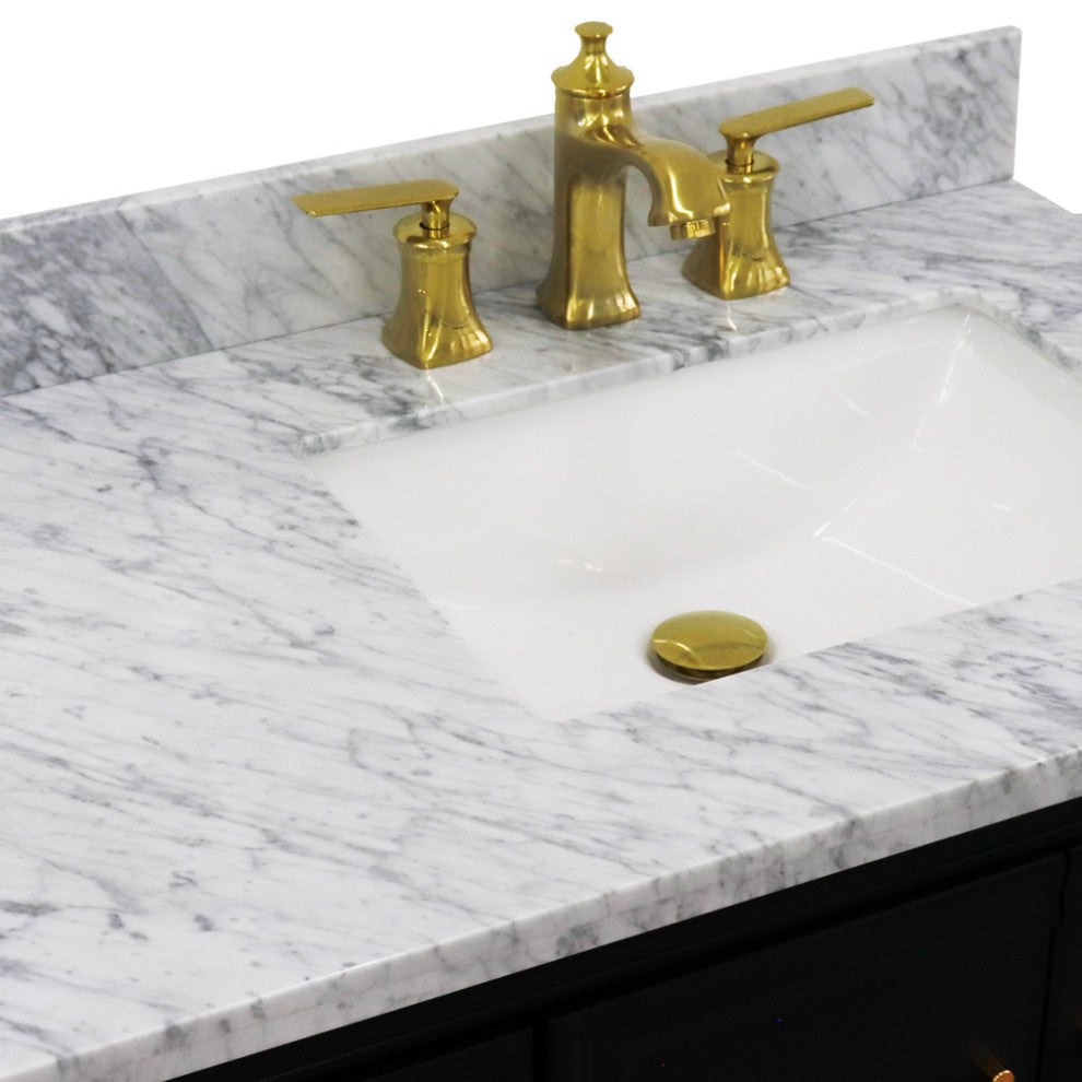 37" Single Vanity, Dark Gray Finish With White Carrara