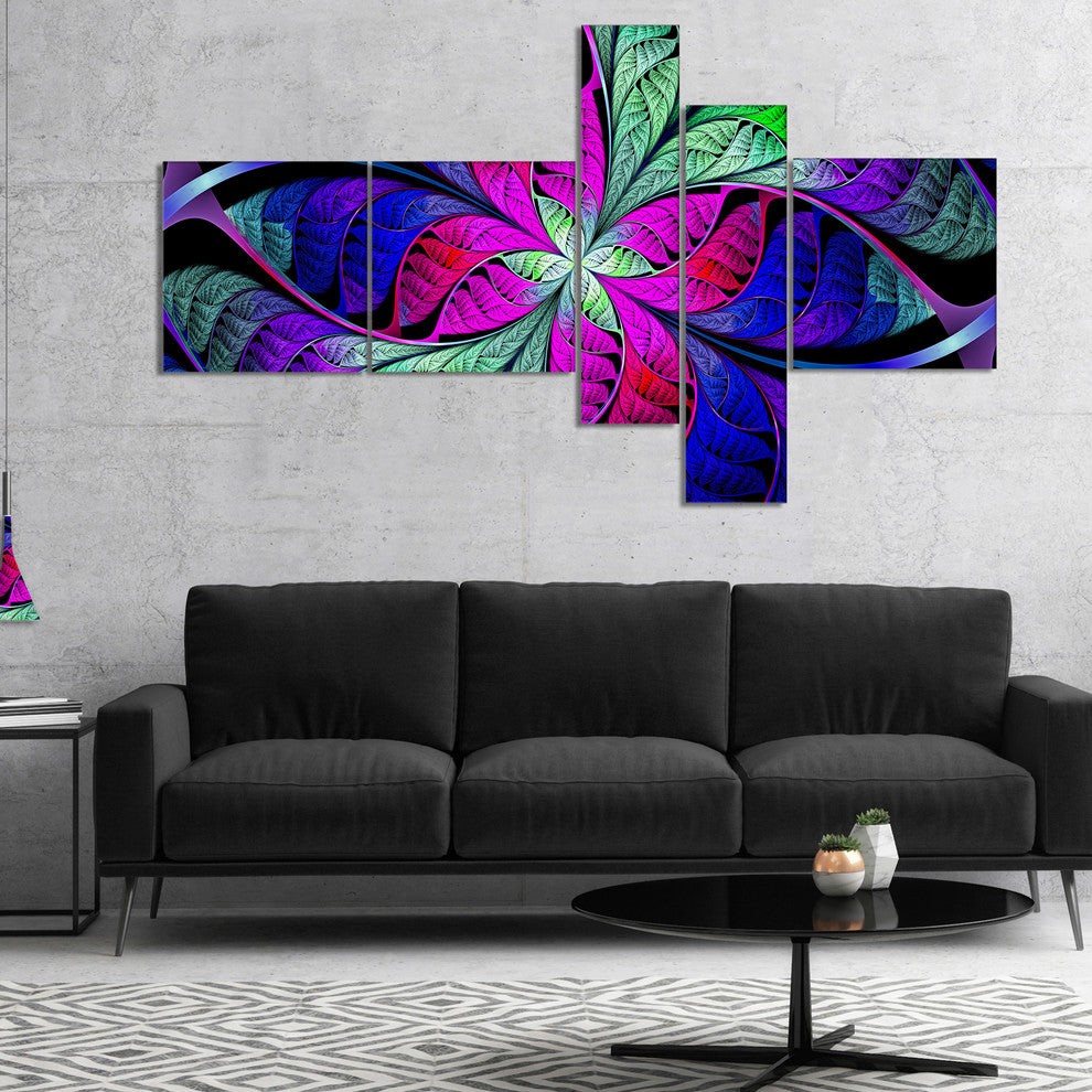 Multi Color Stained Glass Texture, Abstract Canvas Art Print, 60"x32", 5 panels